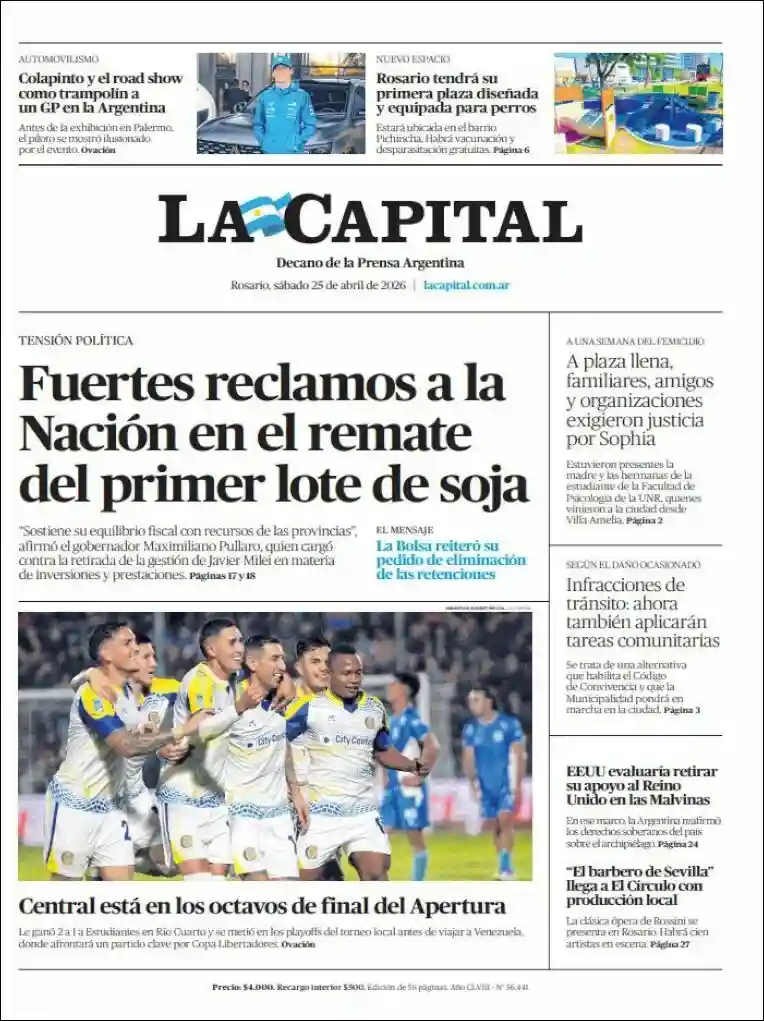 Evolucion Streaming | FM POPULAR 105.5 MHZ - Tapa del diario La Capital Rosario