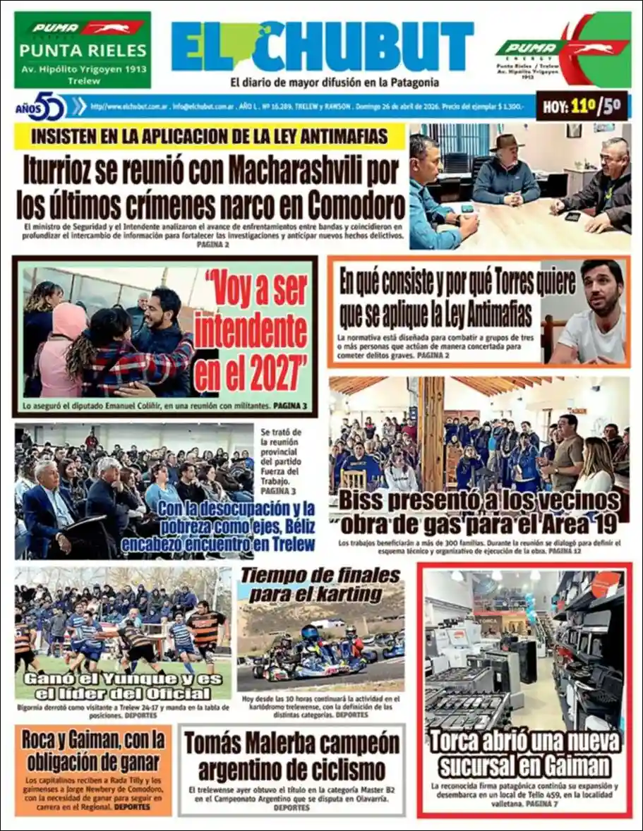 Evolucion Streaming | FM POPULAR 105.5 MHZ - Tapa del diario El Chubut