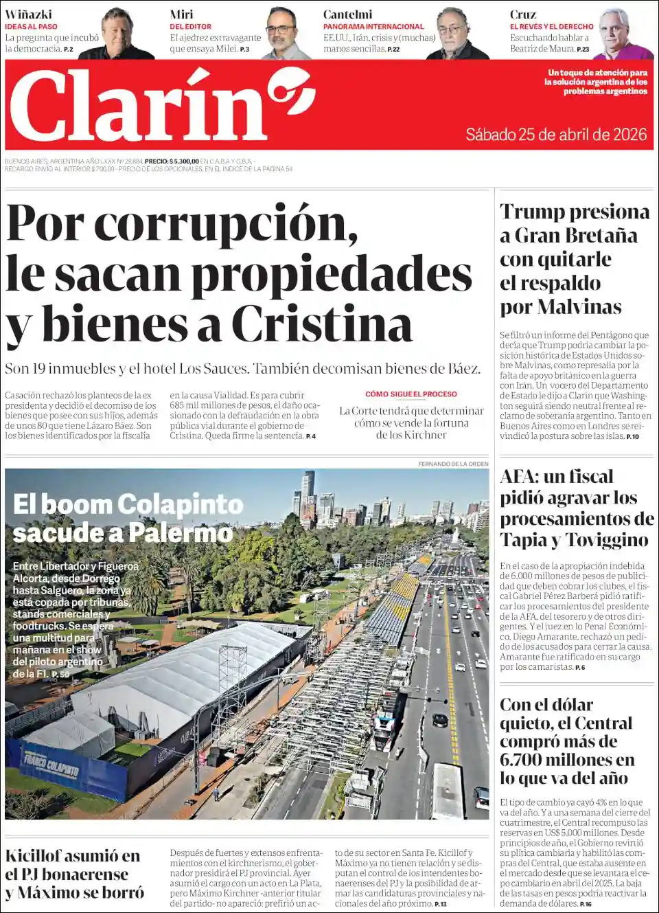 Evolucion Streaming | FM POPULAR 105.5 MHZ - Tapa del diario Clarin