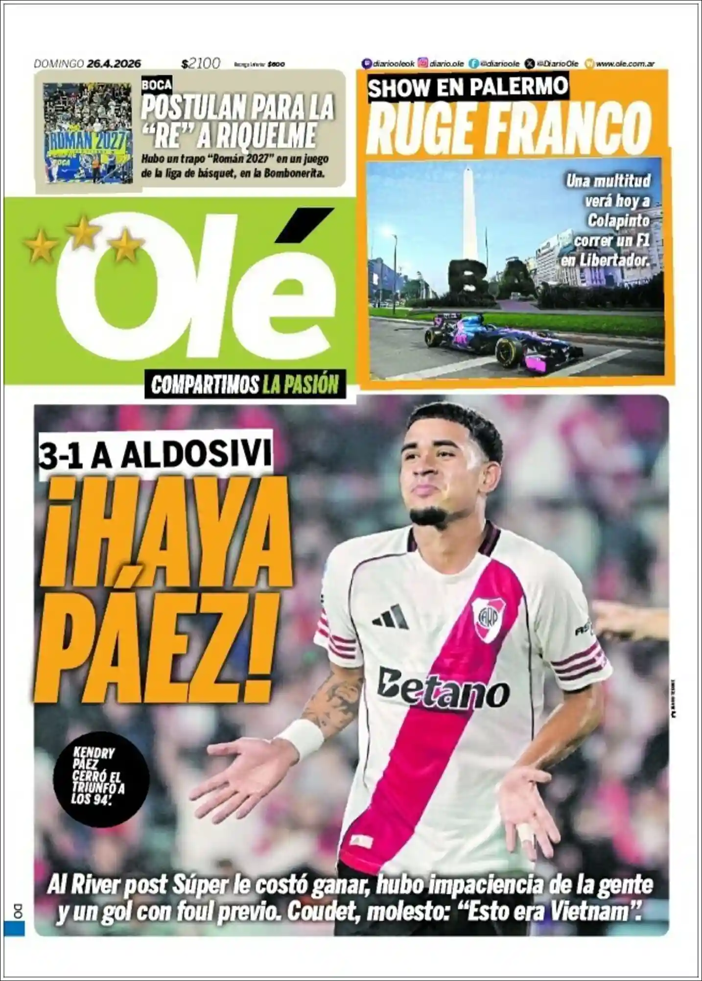 Evolucion Streaming | FM POPULAR 105.5 MHZ - Tapa del diario Ole